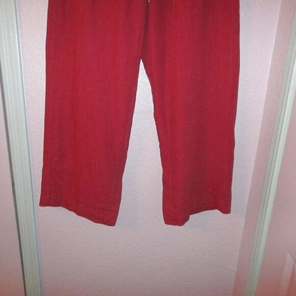 Athleta Retreat Linen Wide Leg Pants Size 12 P Pull On Pockets High Beach Resort - Picture 5 of 12